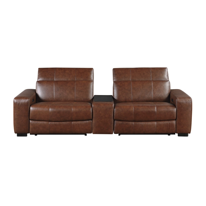 9790BRW-2CNPWH* (3)Power Double Reclining Love Seat with Center Console, Power Headrest and Charging Ports - 9790BRW-2CNPWH*