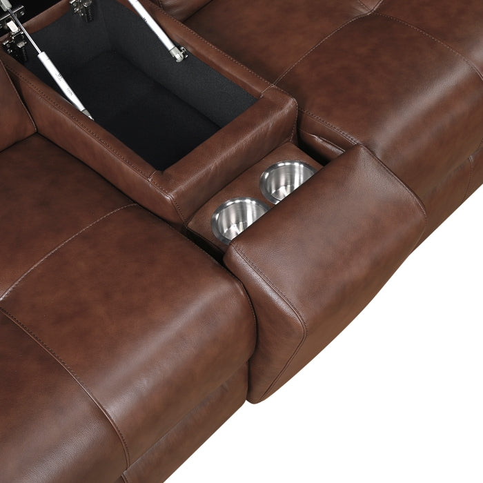 9790BRW-2CNPWH* (3)Power Double Reclining Love Seat with Center Console, Power Headrest and Charging Ports - 9790BRW-2CNPWH*
