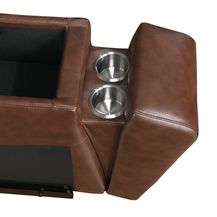 9790BRW-2CNPWH* (3)Power Double Reclining Love Seat with Center Console, Power Headrest and Charging Ports - 9790BRW-2CNPWH*