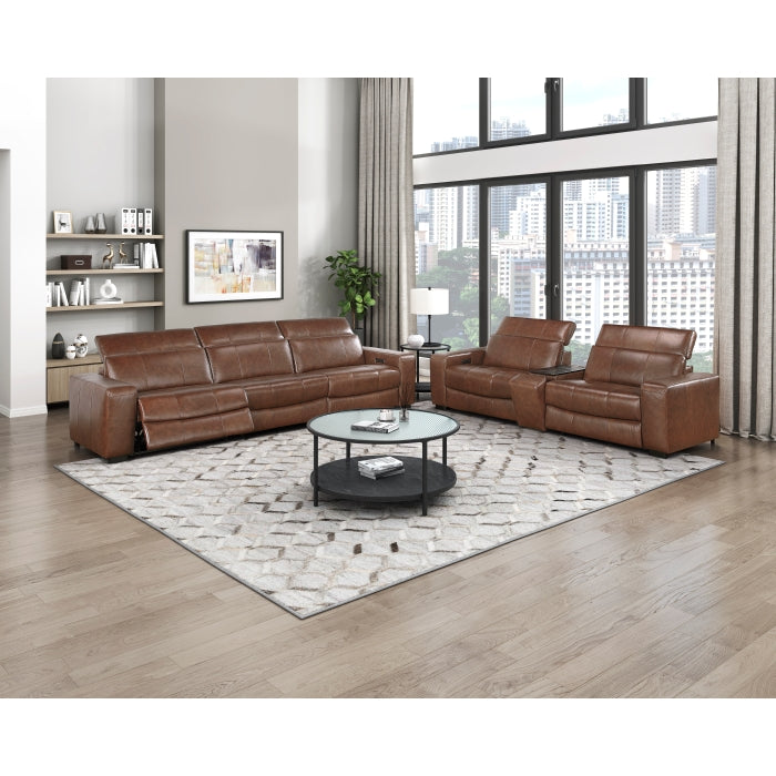 9790BRW-2CNPWH* (3)Power Double Reclining Love Seat with Center Console, Power Headrest and Charging Ports - 9790BRW-2CNPWH*