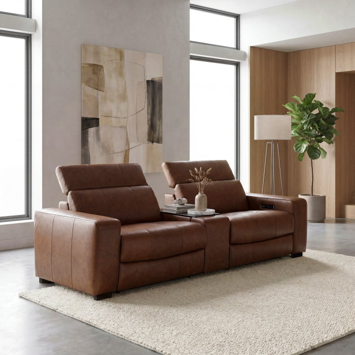9790BRW-2CNPWH* (3)Power Double Reclining Love Seat with Center Console, Power Headrest and Charging Ports - 9790BRW-2CNPWH*
