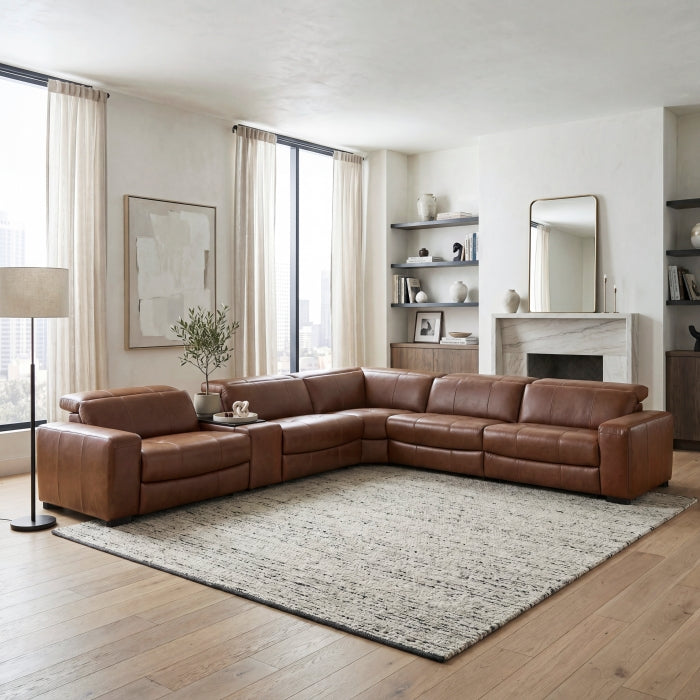 9790BRW*6LRRRPWH (6)6-Piece Modular Power Reclining Sectional with Power Headrests and Charging Ports - 9790BRW*6LRRRPWH