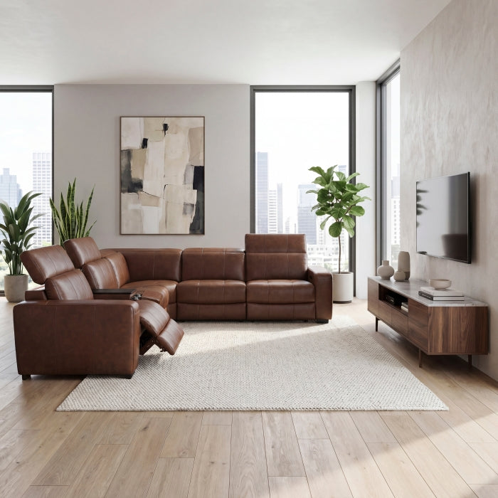 9790BRW*6LRRRPWH (6)6-Piece Modular Power Reclining Sectional with Power Headrests and Charging Ports - 9790BRW*6LRRRPWH