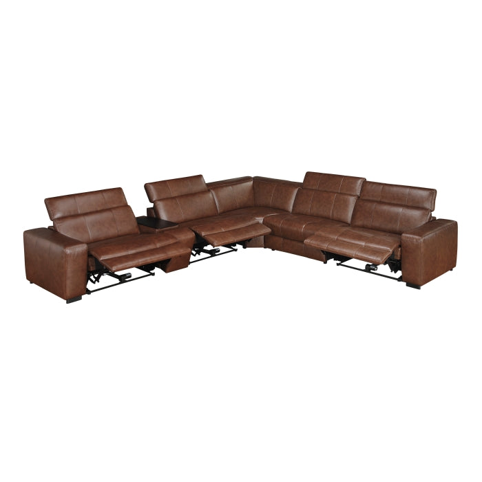 9790BRW*6LRRRPWH (6)6-Piece Modular Power Reclining Sectional with Power Headrests and Charging Ports - 9790BRW*6LRRRPWH