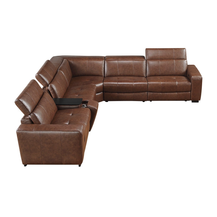 9790BRW*6LRRRPWH (6)6-Piece Modular Power Reclining Sectional with Power Headrests and Charging Ports - 9790BRW*6LRRRPWH
