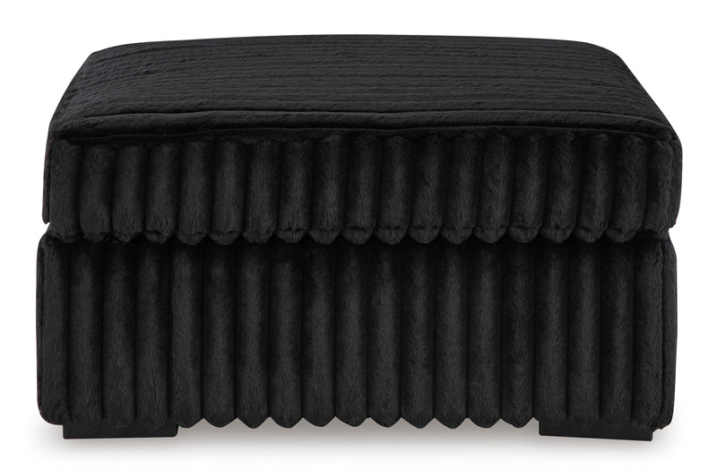 Midnight-Madness 3-Piece Sectional with Ottoman in Onyx from Ashley - Luna Furniture