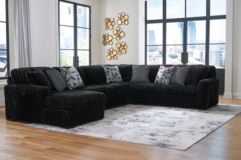 Midnight-Madness Onyx 4-Piece LAF Chaise Sectional from Ashley - Luna Furniture