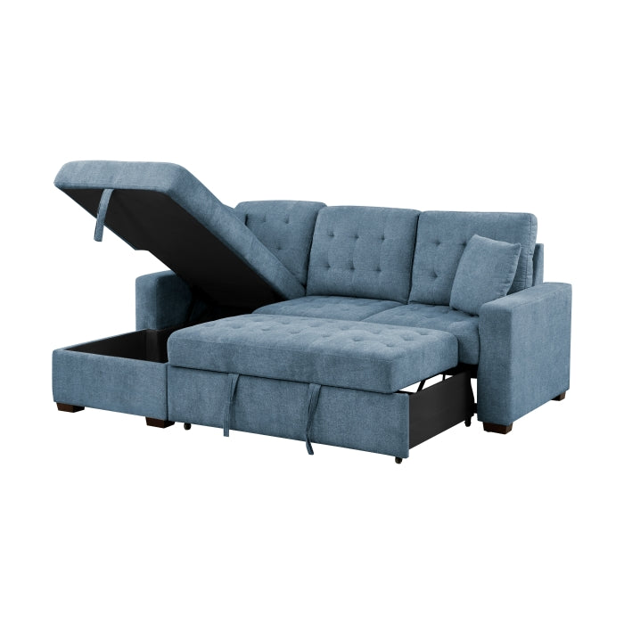 9816BU*2LCRL (2)2-Piece Sectional with Left Chaise, Pull-out Bed and Hidden Storage - 9816BU*2LCRL