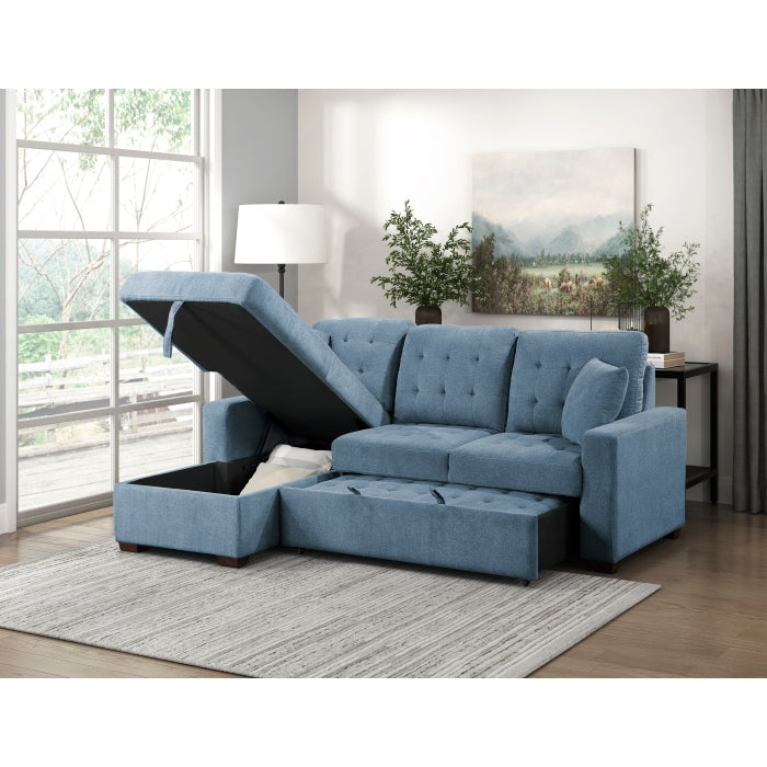 9816BU*2LCRL (2)2-Piece Sectional with Left Chaise, Pull-out Bed and Hidden Storage - 9816BU*2LCRL