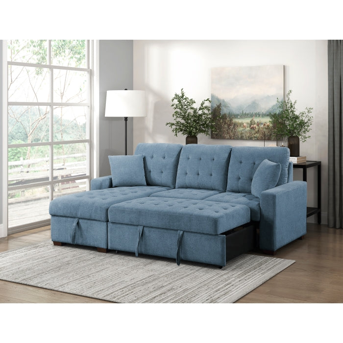 9816BU*2LCRL (2)2-Piece Sectional with Left Chaise, Pull-out Bed and Hidden Storage - 9816BU*2LCRL