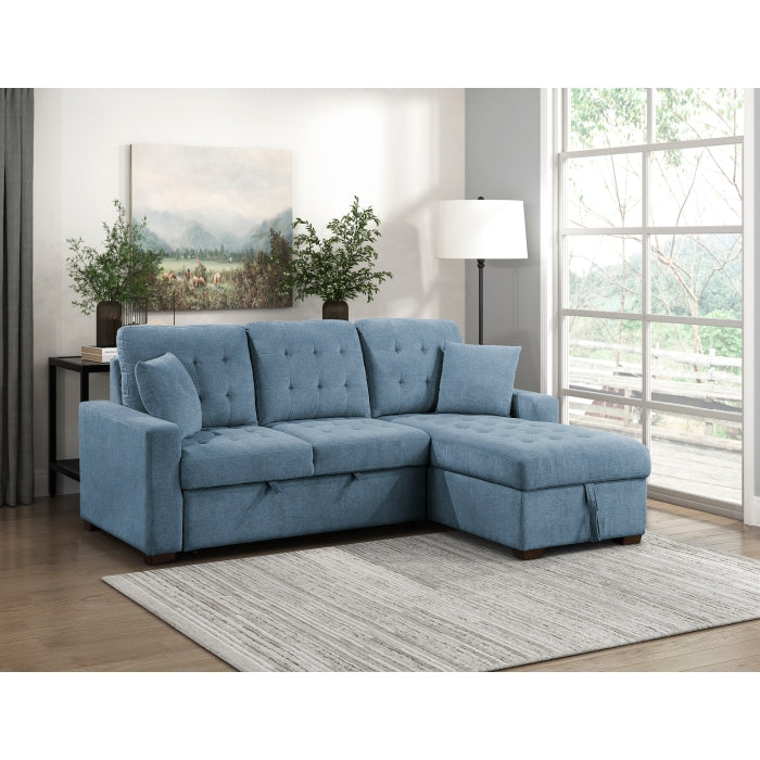 9816BU*2LLRC (2)2-Piece Sectional with Right Chaise, Pull-out Bed and Hidden Storage - 9816BU*2LLRC