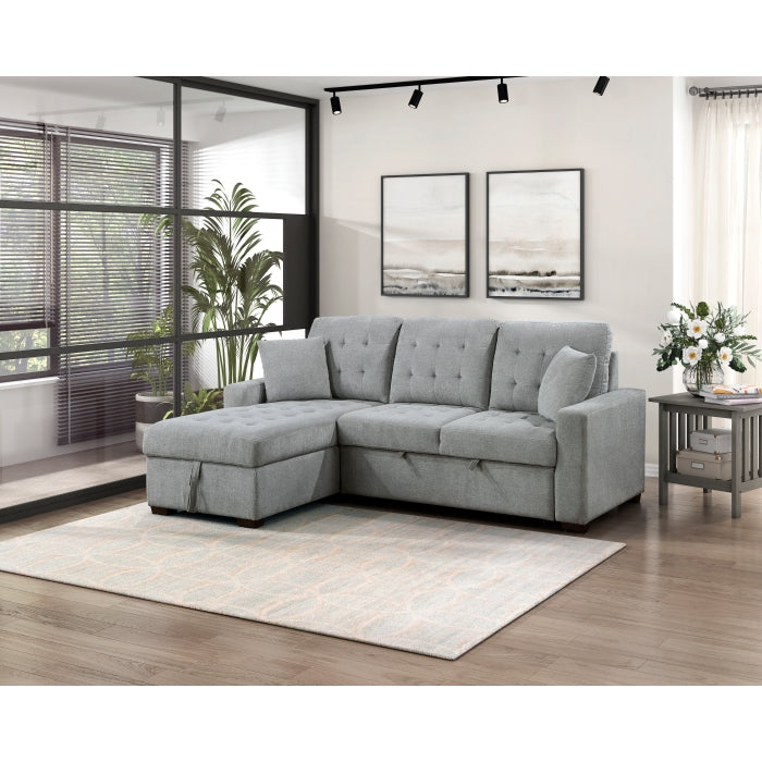 9816GY*2LCRL (2)2-Piece Sectional with Left Chaise, Pull-out Bed and Hidden Storage - 9816GY*2LCRL