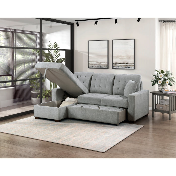 9816GY*2LCRL (2)2-Piece Sectional with Left Chaise, Pull-out Bed and Hidden Storage - 9816GY*2LCRL
