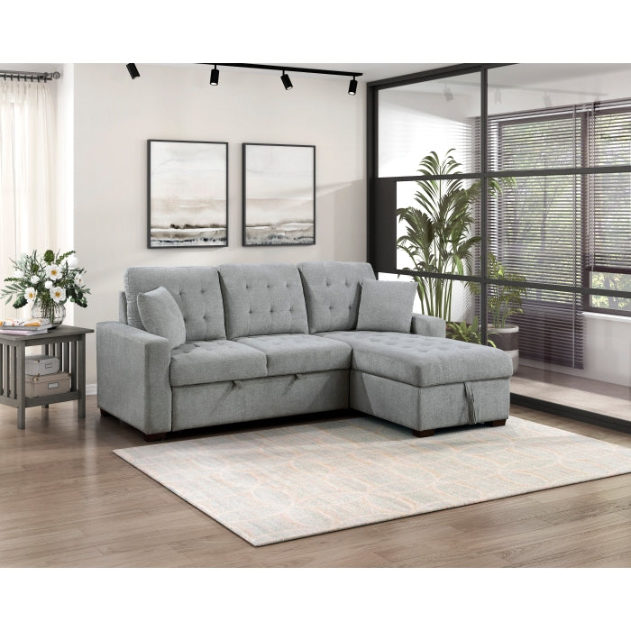 9816GY*SC (2)2-Piece Sectional with Right Chaise, Pull-out Bed and Hidden Storage - 9816GY*SC
