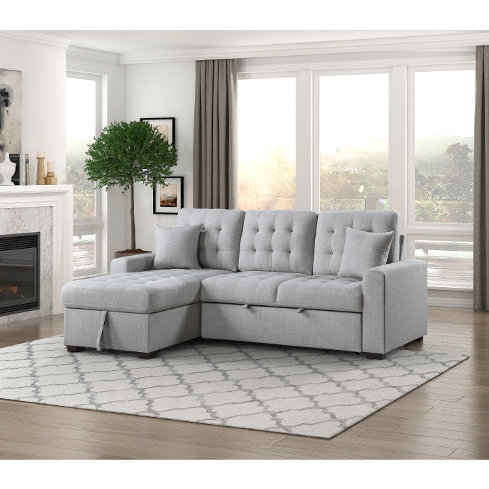 9916GY*2LCRL (2)2-Piece Sectional with Pull-out Bed and Left Chaise with Hidden Storage - 9916GY*2LCRL
