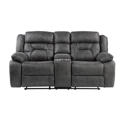 9989GY-2 Double Reclining Love Seat with Center Console - 9989GY-2