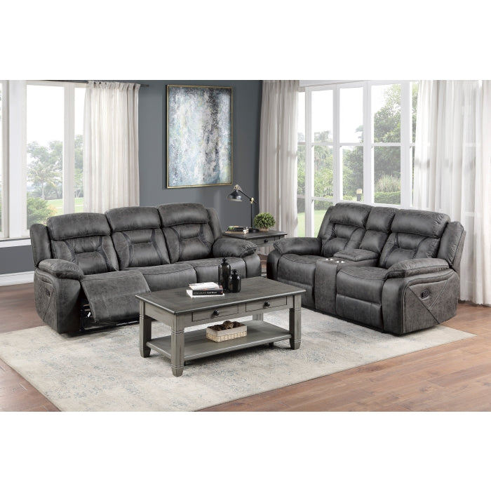 9989GY-2 Double Reclining Love Seat with Center Console - 9989GY-2