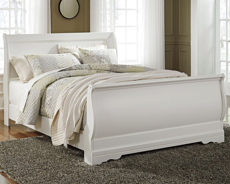 Anarasia White Queen Sleigh Bed and Nightstand from Ashley - Luna Furniture