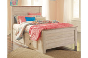 Willowton Whitewash Full Panel Bed with 2 Storage Drawers from Ashley - Luna Furniture