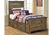 Trinell Brown Twin Panel Bed with 2 Storage Drawers from Ashley - Luna Furniture