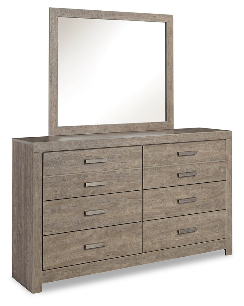 Culverbach Gray Queen Panel Bed with Mirrored Dresser and 2 Nightstands from Ashley - Luna Furniture