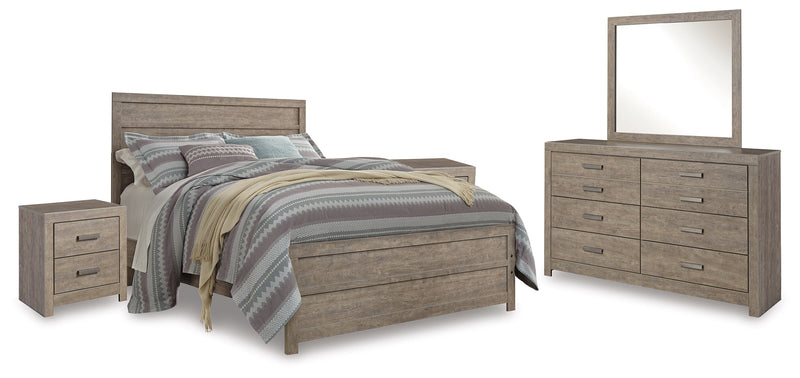 Culverbach Gray Queen Panel Bed with Mirrored Dresser and 2 Nightstands from Ashley - Luna Furniture