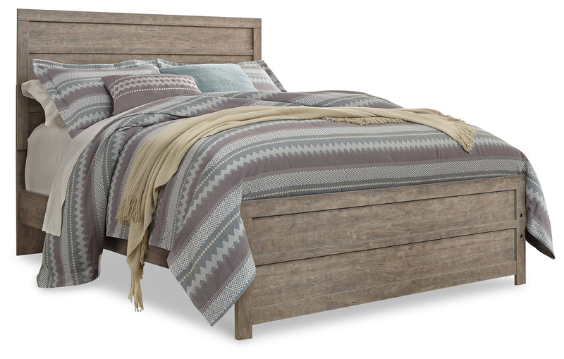 Culverbach Gray Queen Panel Bed with Mirrored Dresser, Chest and 2 Nightstands from Ashley - Luna Furniture