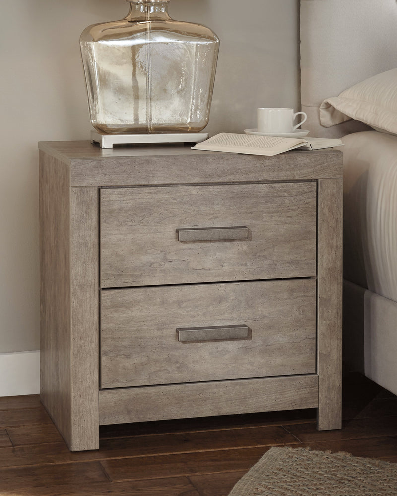 Culverbach Gray Queen Panel Bed with Mirrored Dresser, Chest and 2 Nightstands from Ashley - Luna Furniture