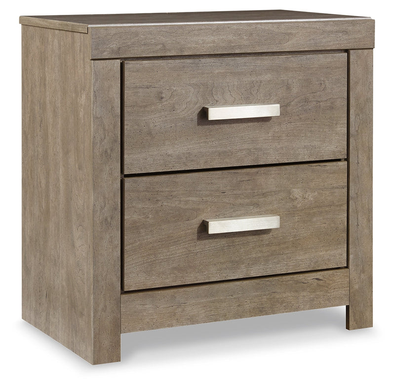Culverbach Gray Queen Panel Bed with Mirrored Dresser, Chest and 2 Nightstands from Ashley - Luna Furniture
