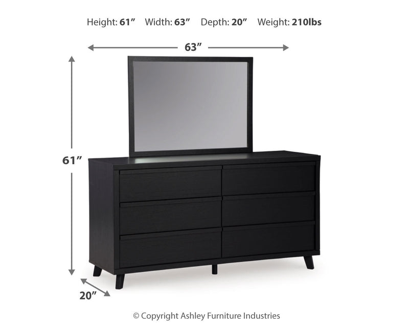 Danziar Black Queen Panel Platform Bed, Dresser and Mirror from Ashley - Luna Furniture