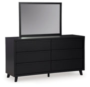 Danziar Black Queen Panel Platform Bed, Dresser and Mirror from Ashley - Luna Furniture
