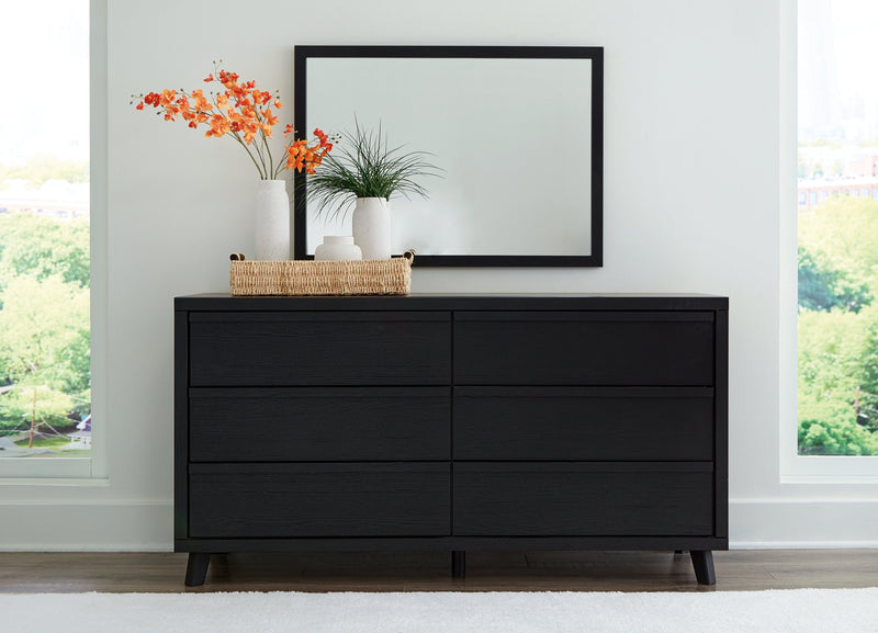 Danziar Black Queen Panel Platform Bed, Dresser and Mirror from Ashley - Luna Furniture