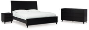 Danziar Black King Panel Bed, Dresser and Nightstand from Ashley - Luna Furniture