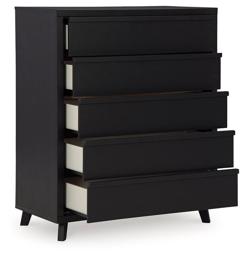 Danziar Black Queen Bed, Dresser, Mirror, Chest and Nightstand from Ashley - Luna Furniture