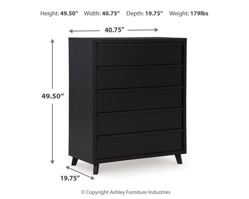 Danziar Black Queen Bed, Dresser, Mirror, Chest and Nightstand from Ashley - Luna Furniture