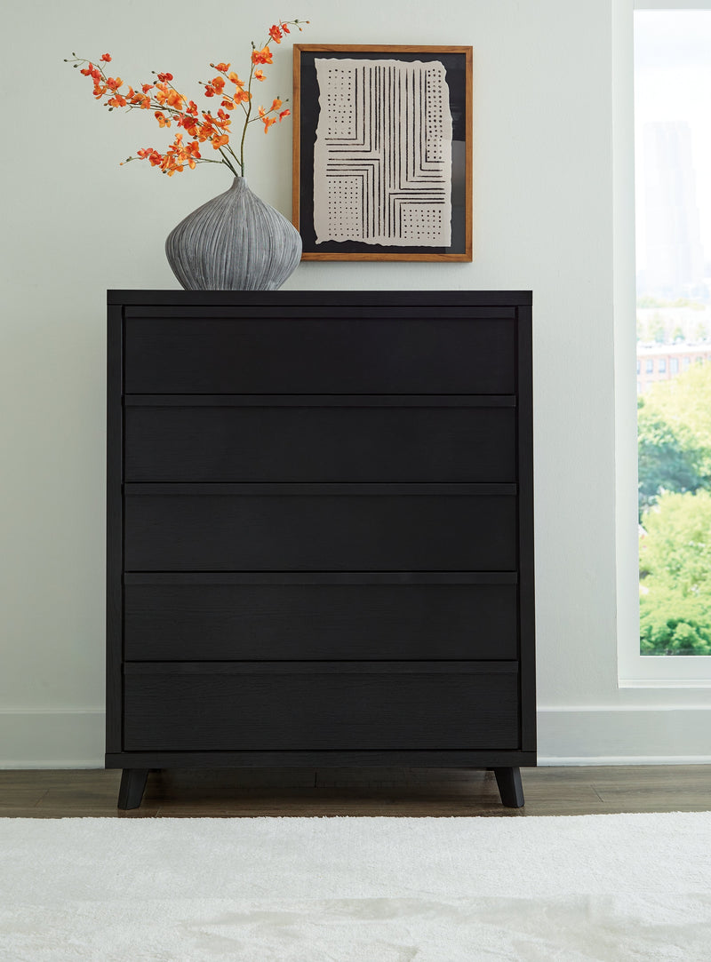 Danziar Black Queen Bed, Dresser, Mirror, Chest and Nightstand from Ashley - Luna Furniture