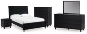 Danziar Black Queen Bed, Dresser, Mirror, Chest and Nightstand from Ashley - Luna Furniture