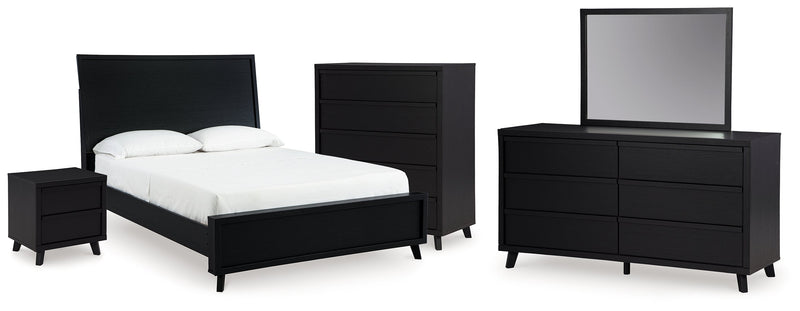Danziar Black Queen Bed, Dresser, Mirror, Chest and Nightstand from Ashley - Luna Furniture