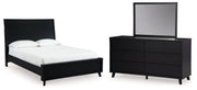 Danziar Black Queen Panel Platform Bed, Dresser and Mirror from Ashley - Luna Furniture