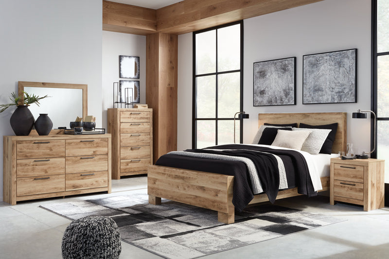 Hyanna Tan Brown King Panel Bed, Dresser and Mirror from Ashley - Luna Furniture