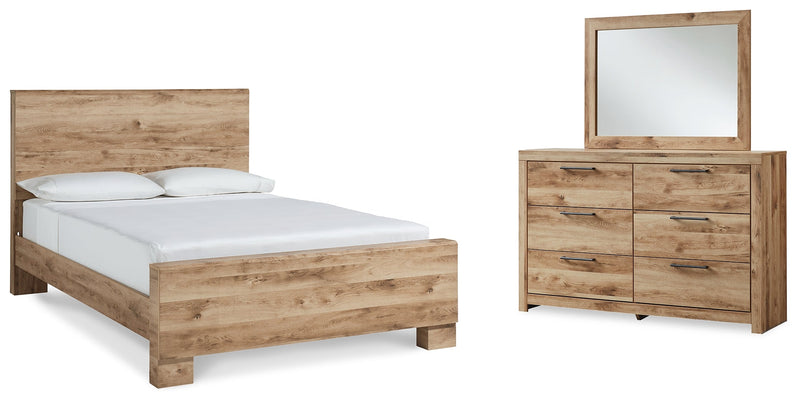 Hyanna Tan Brown King Panel Bed, Dresser and Mirror from Ashley - Luna Furniture