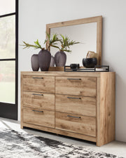 Hyanna Tan Brown Twin Panel Bed with Mirrored Dresser from Ashley - Luna Furniture