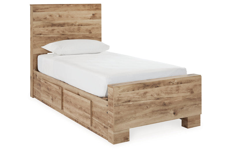 Hyanna Tan Brown Twin Panel Bed with 2 Side Storage -  Ashley - Luna Furniture