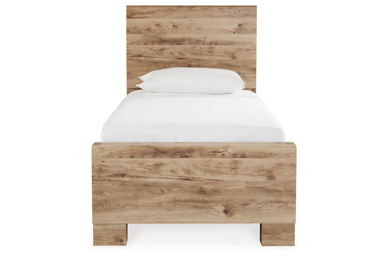 Hyanna Tan Brown Twin Panel Bed with 1 Side Storage from Ashley - Luna Furniture