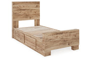 Hyanna Tan Brown Twin Panel Bed with 1 Side Storage from Ashley - Luna Furniture
