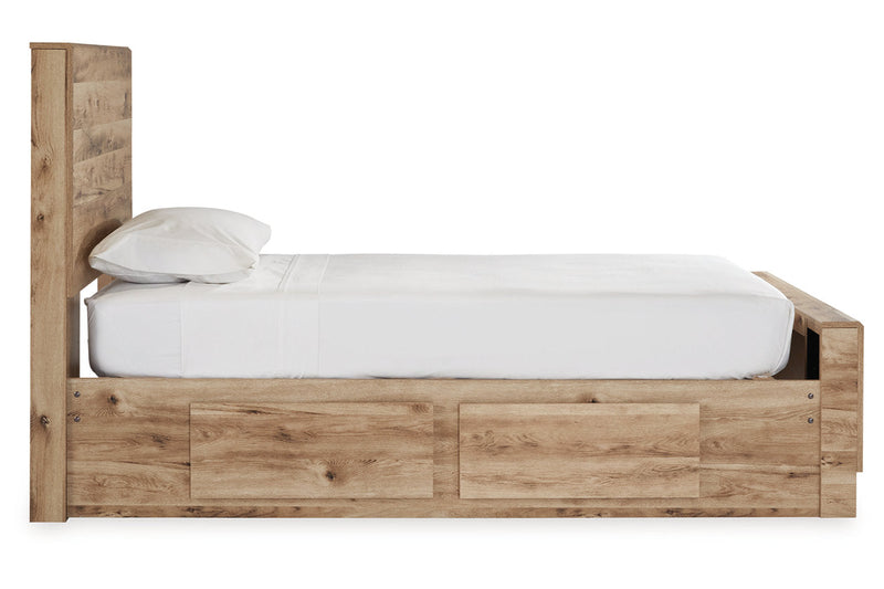 Hyanna Tan Brown Twin Panel Bed with 2 Side Storage -  Ashley - Luna Furniture