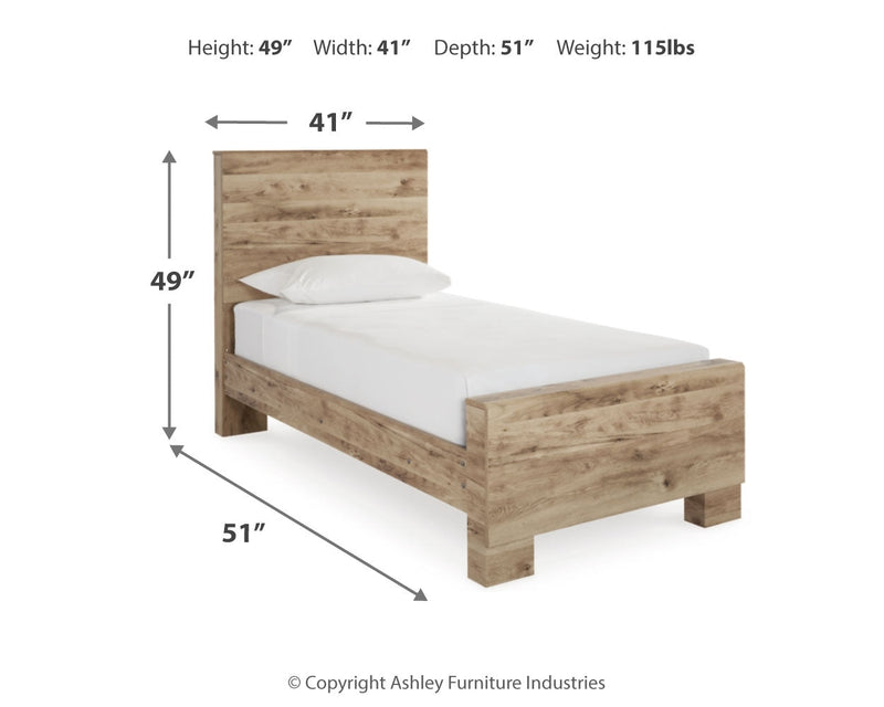Hyanna Tan Brown Twin Panel Bed with Mirrored Dresser from Ashley - Luna Furniture