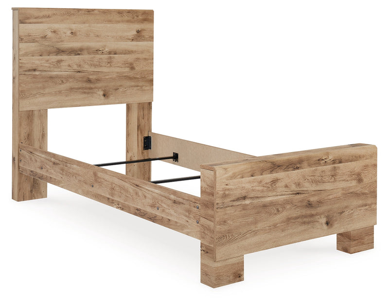 Hyanna Tan Brown Twin Panel Bed with Mirrored Dresser from Ashley - Luna Furniture
