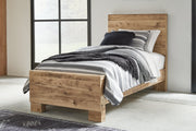 Hyanna Tan Brown Twin Panel Bed with Mirrored Dresser from Ashley - Luna Furniture