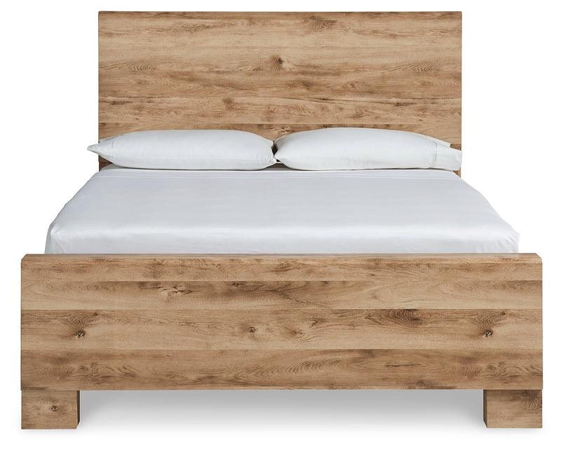 Hyanna Tan Brown King Panel Bed, Dresser and Mirror from Ashley - Luna Furniture